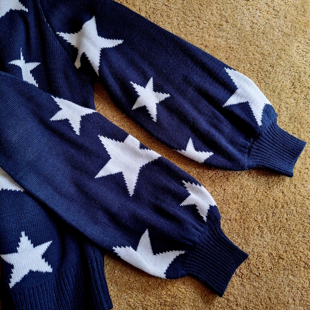 Zenana Blue Star Sweater - Picture 3 of 5